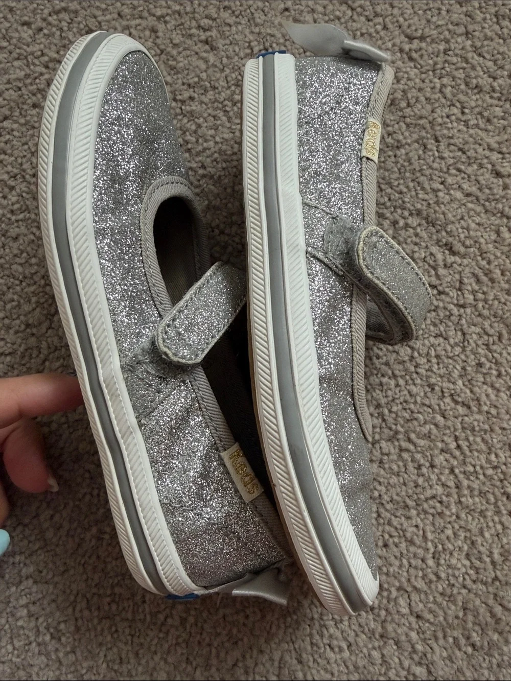 Keds x kate spade Girls' Silver Glitter Mary Jane Shoes